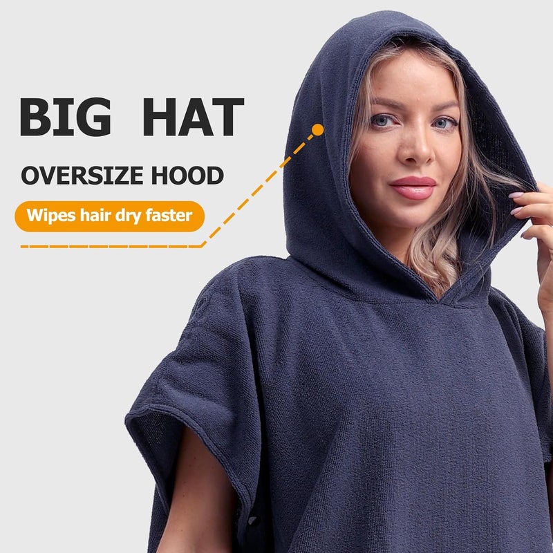 Eunzel Surf Poncho Changing Robe with Hood for Men & Women, Absorbent Quick Dry Microfiber Wetsuit Changing Towel with Pocket for Surfing, Beach, Swim & Outdoor Sports - Image 3